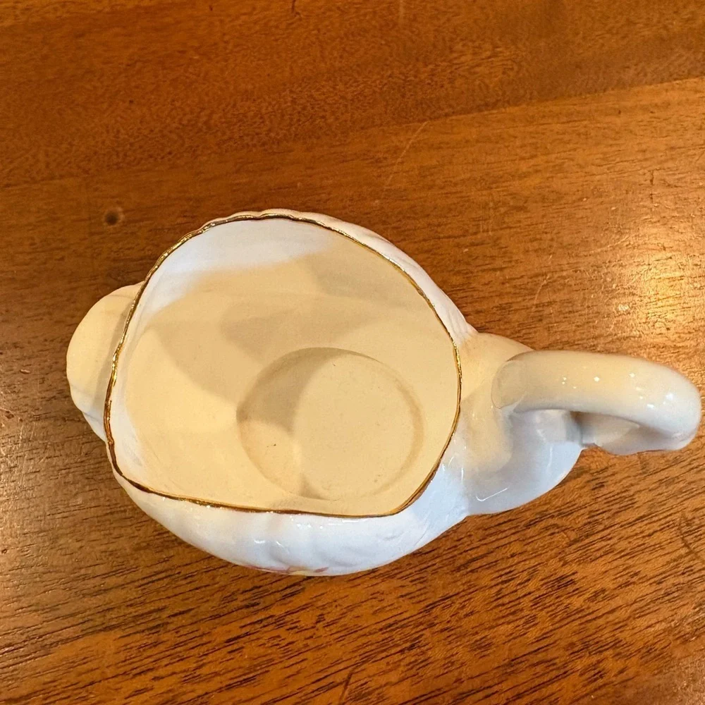 Swan hand-painted yellow crane and a pink water lily bone china planter